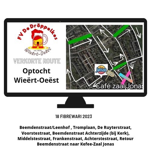 Route carnavalsoptocht Leuken
